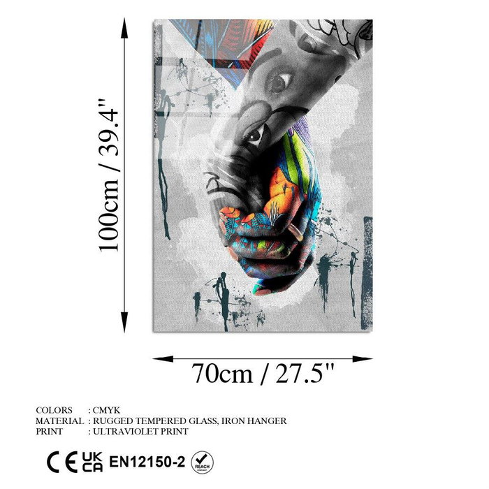 Wallity UV-799 Cuadro Decorativo de Vidrio Templado Multicolor 70 x 100 cm